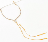 Diamonique x m Amy Stran Two- Strand Drop Lariat Goldclad Necklace